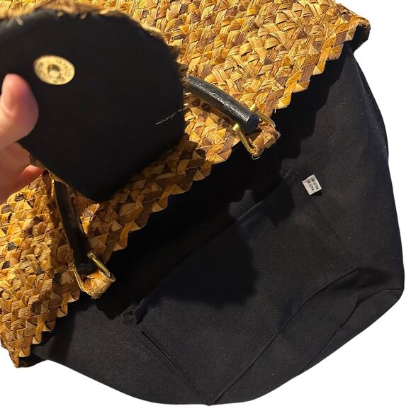 Wicker Straw Woven Handbag Wooden Pinapple Double Wooden Handles Beach vacation - Picture 5 of 10